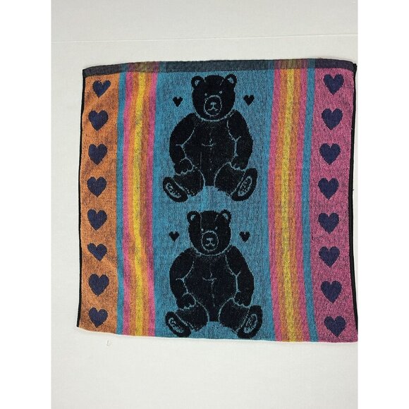 Vintage J Franco Beach Towel Blue Bears Teddy Bear Heart 24x47" - Picture 4 of 7